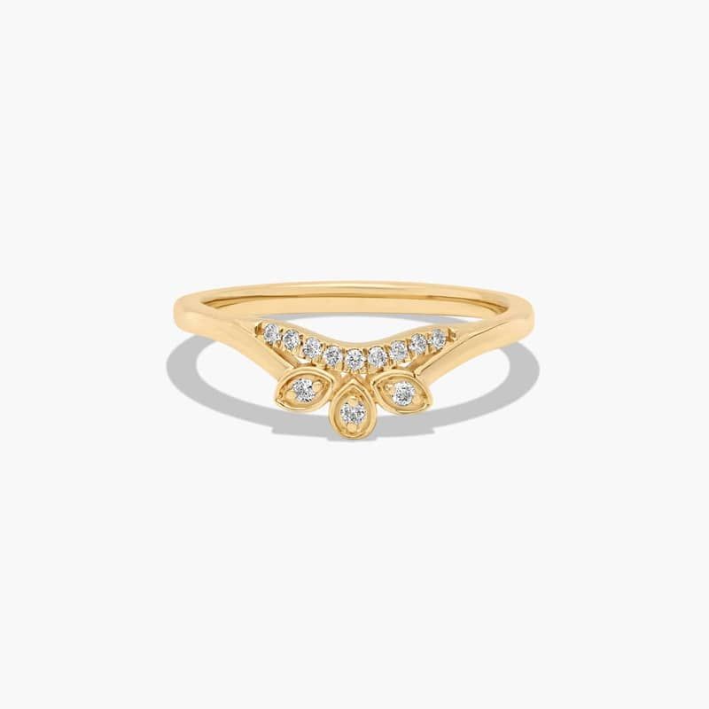 Dainty Diamonds Tiara Inspired Pavé Stack Ring In 14K Yellow Gold