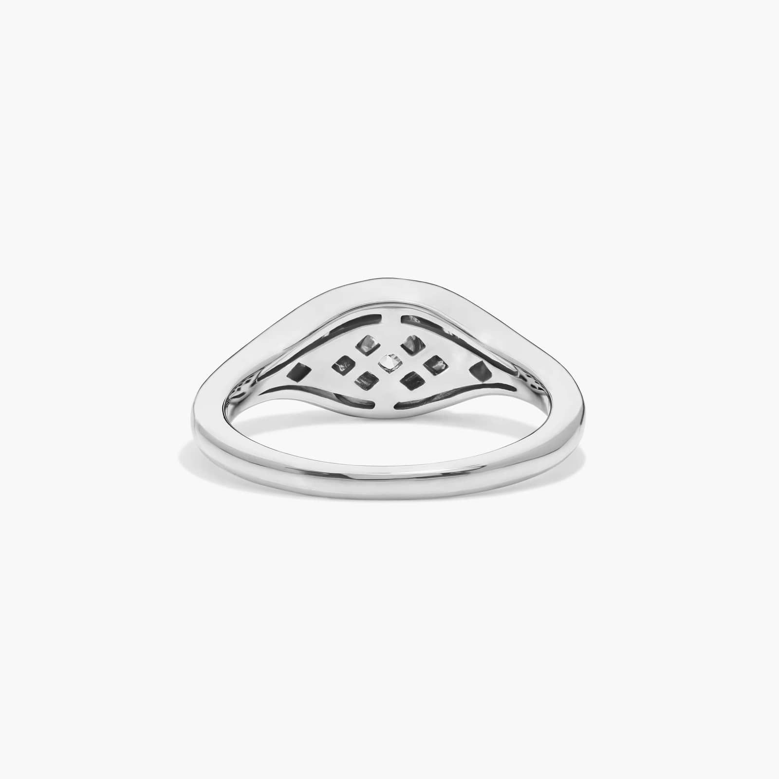 Signet Ring With 0.20 CTW Round Lab-Grown Diamonds In 14K White Gold