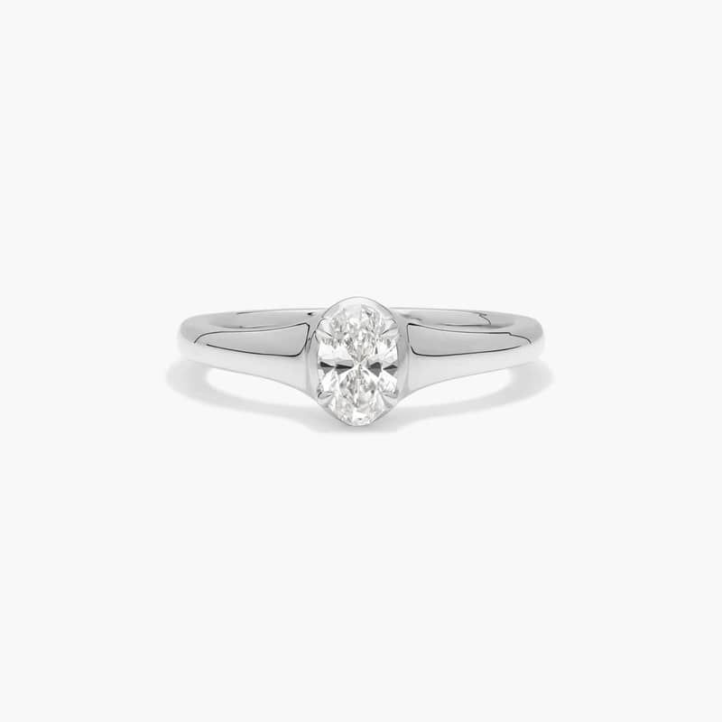 Solitaire Ring With 0.30 CTW Oval Cut Lab-Grown Diamond In 14K White Gold