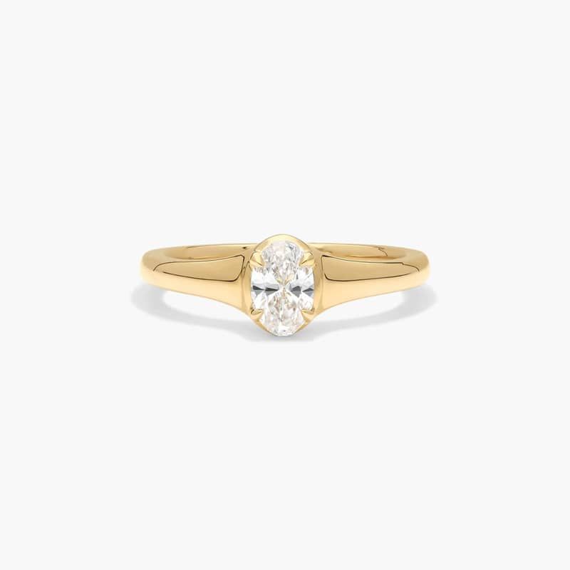 Solitaire Ring With 0.30 CTW Oval Cut Lab-Grown Diamond In 14K Yellow Gold