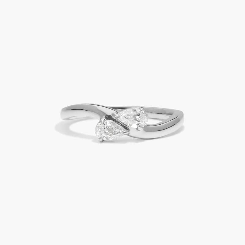 Two Stone Ring With 0.30 CTW Pear Cut Lab-Grown Diamonds In 14K White Gold
