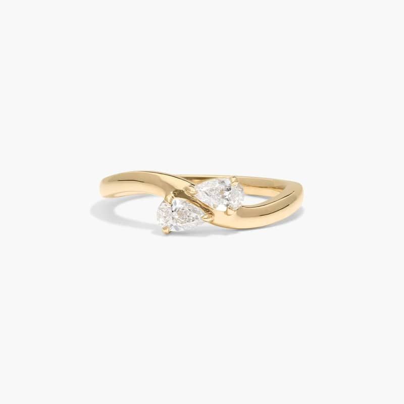 Two Stone Ring With 0.30 CTW Pear Cut Lab-Grown Diamonds In 14K Yellow Gold