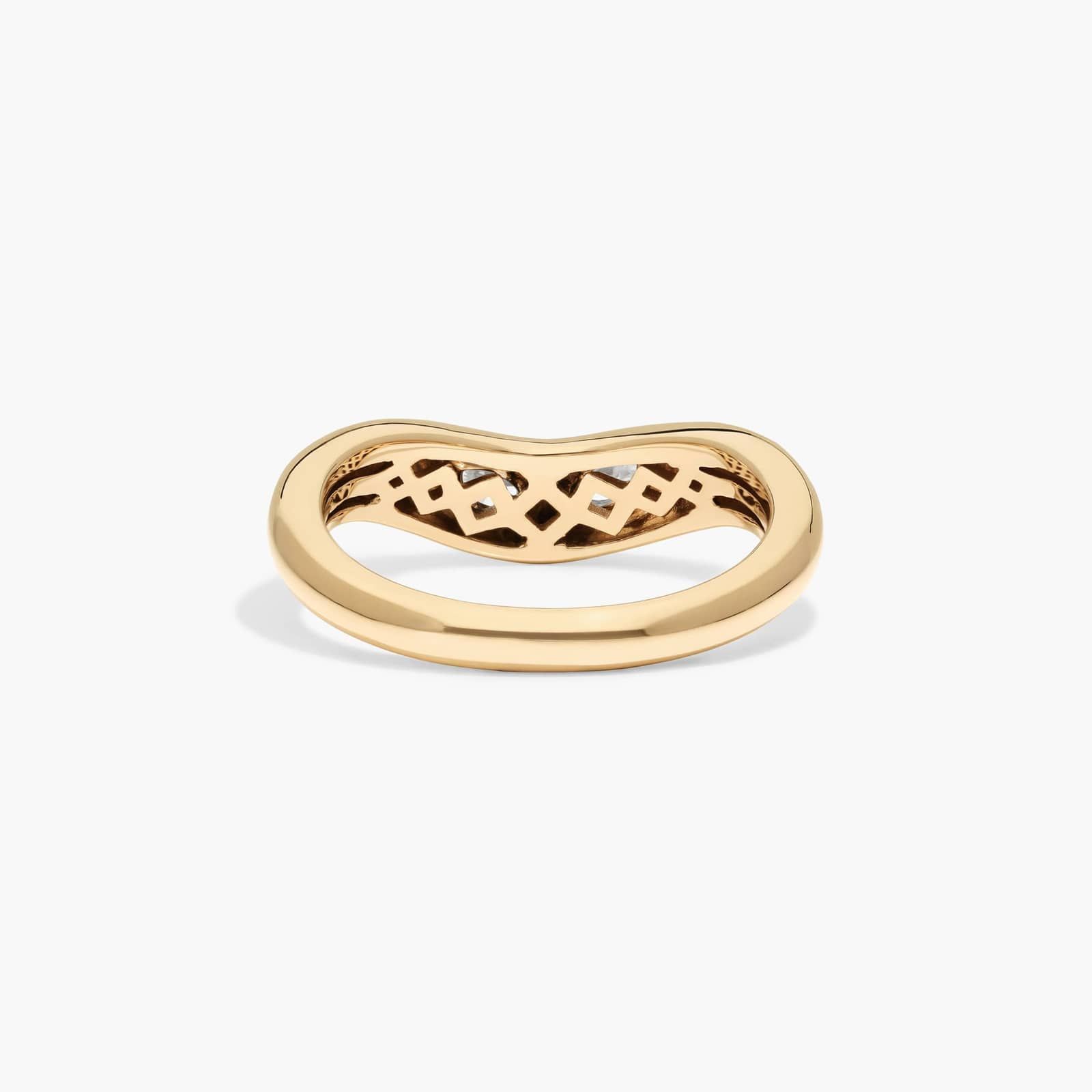 Curved Dome Two Stone Ring With 0.20 CTW Marquise Cut Lab-Grown Diamonds In 14K Yellow Gold