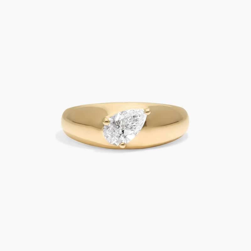 Dome Ring With 0.50 CTW Pear Shaped Lab-Grown Diamond In 14K Yellow Gold