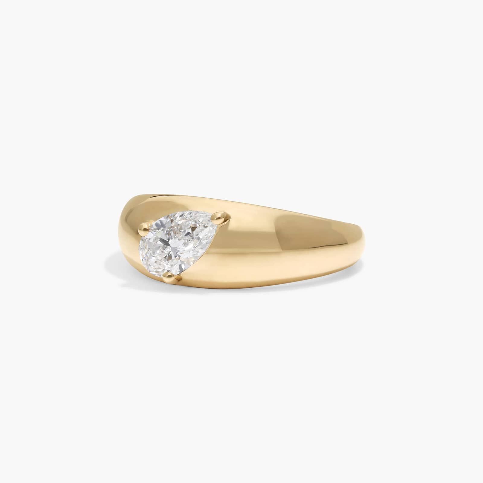 Dome Ring With 0.50 CTW Pear Shaped Lab-Grown Diamond In 14K Yellow Gold