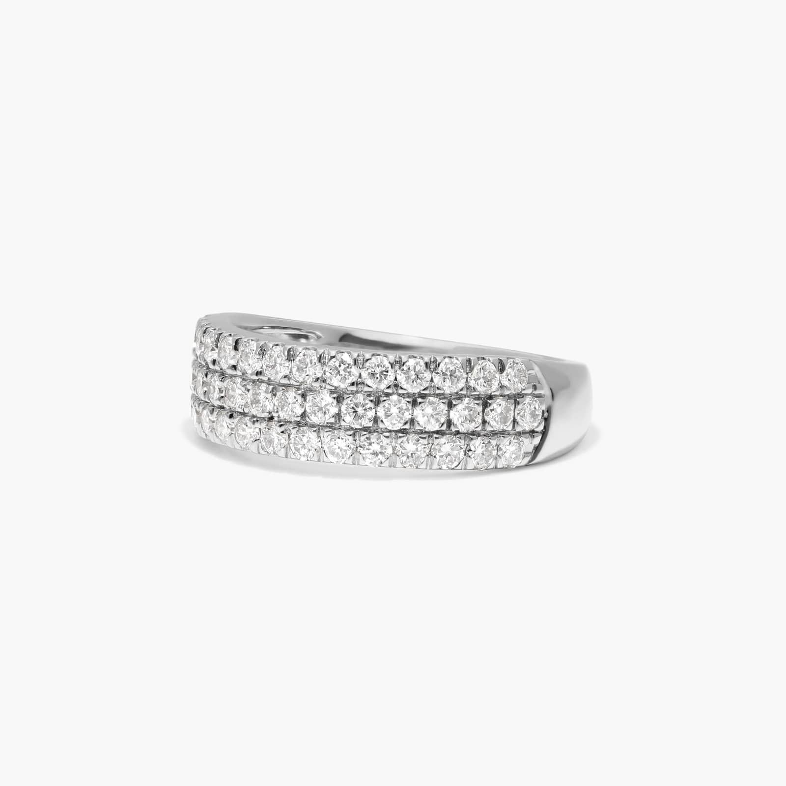 Three Row Pavé Ring With 0.75 CTW Round Lab-Grown Diamonds In 14K White Gold
