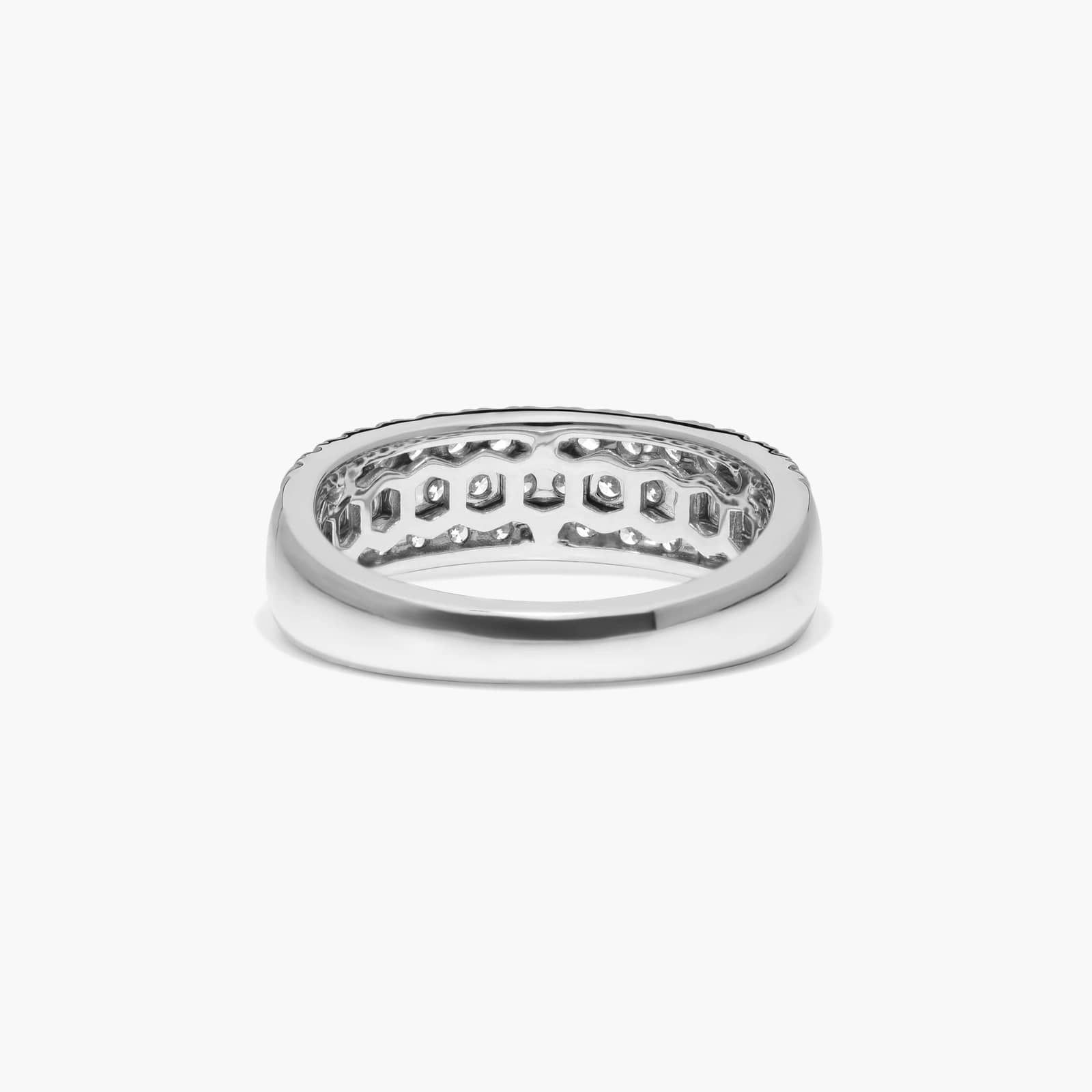 Three Row Pavé Ring With 0.75 CTW Round Lab-Grown Diamonds In 14K White Gold