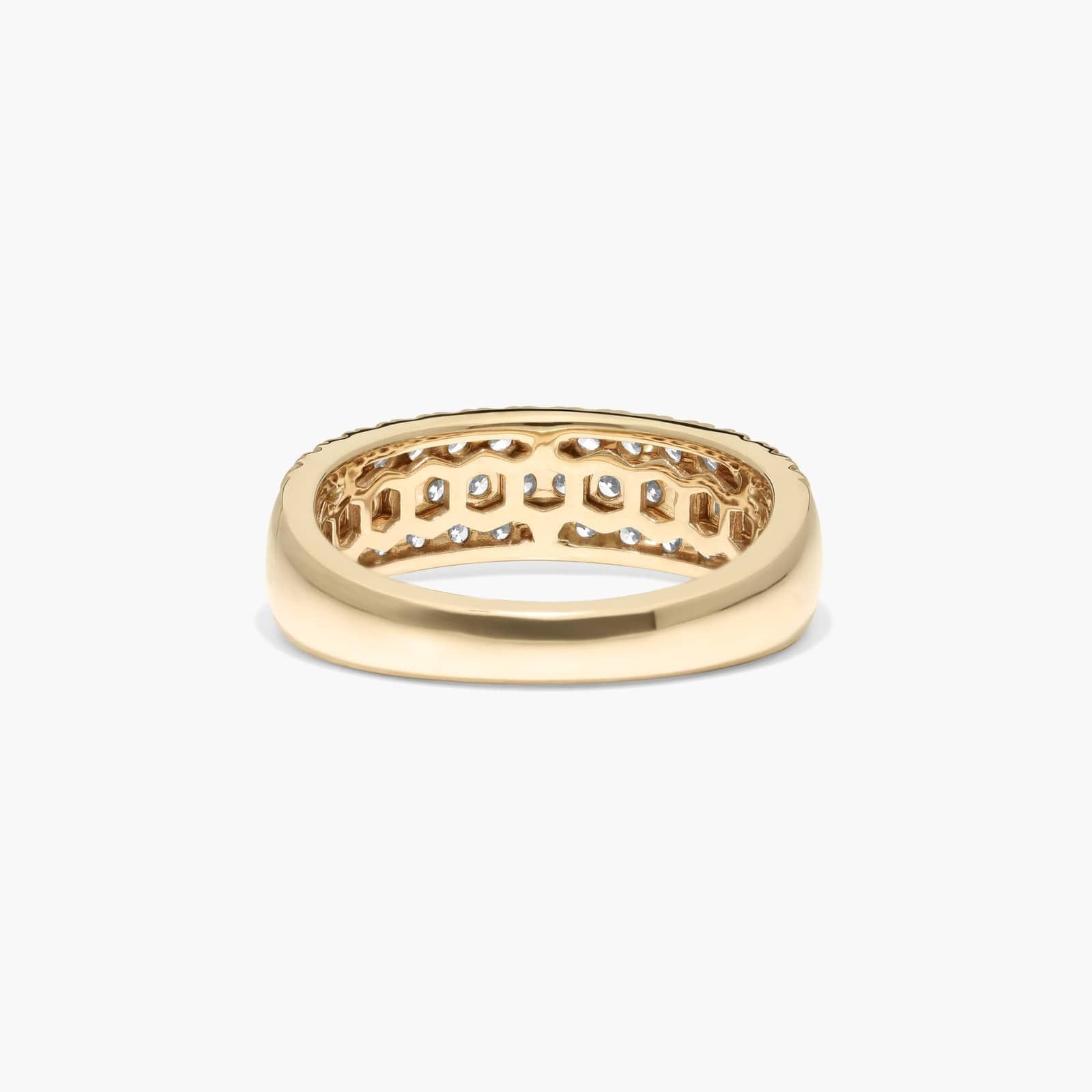 Three Row Pavé Ring With 0.75 CTW Round Lab-Grown Diamonds In 14K Yellow Gold