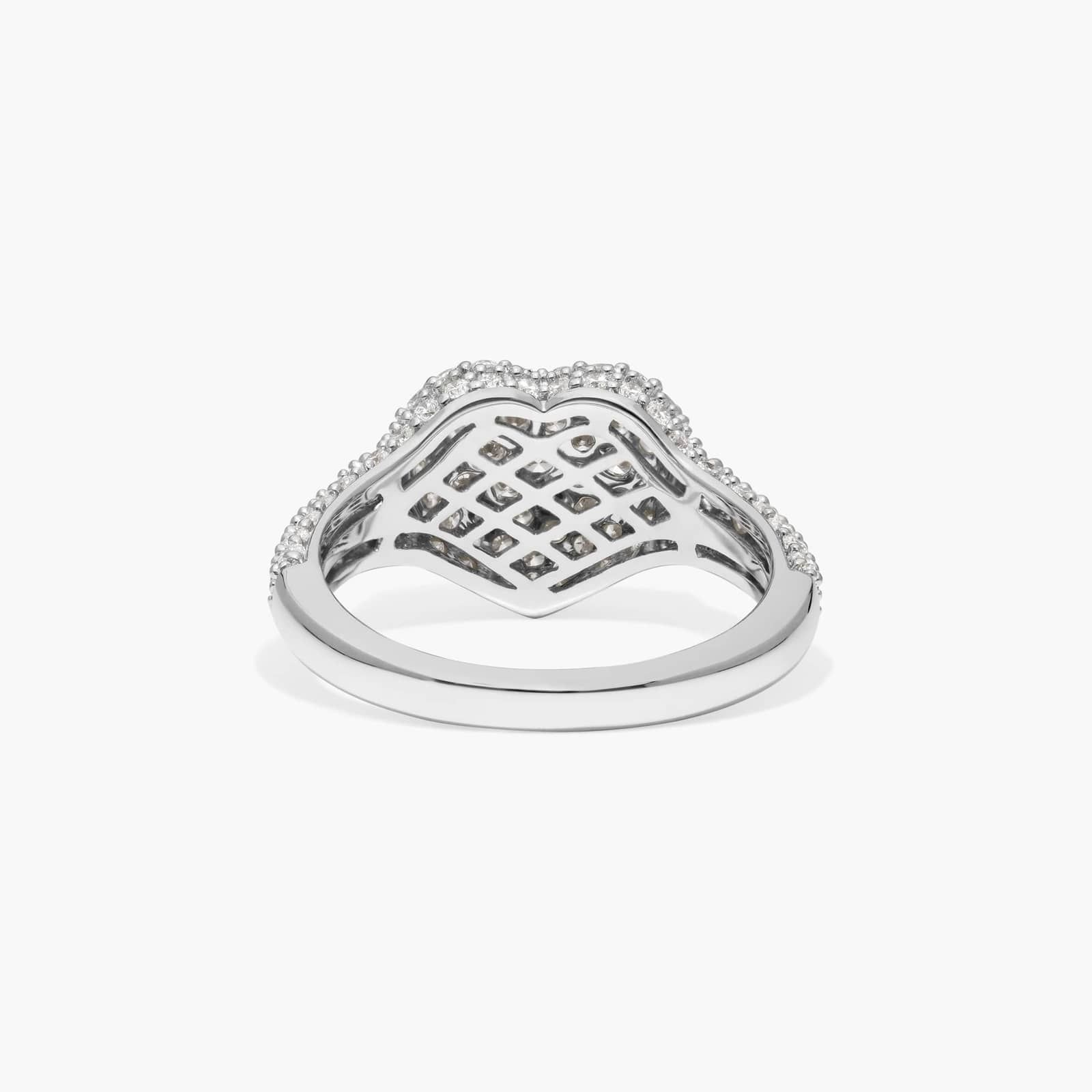 Pavé Heart Signet Ring With 0.75 CTW Round Lab-Grown Diamonds In 14K White Gold