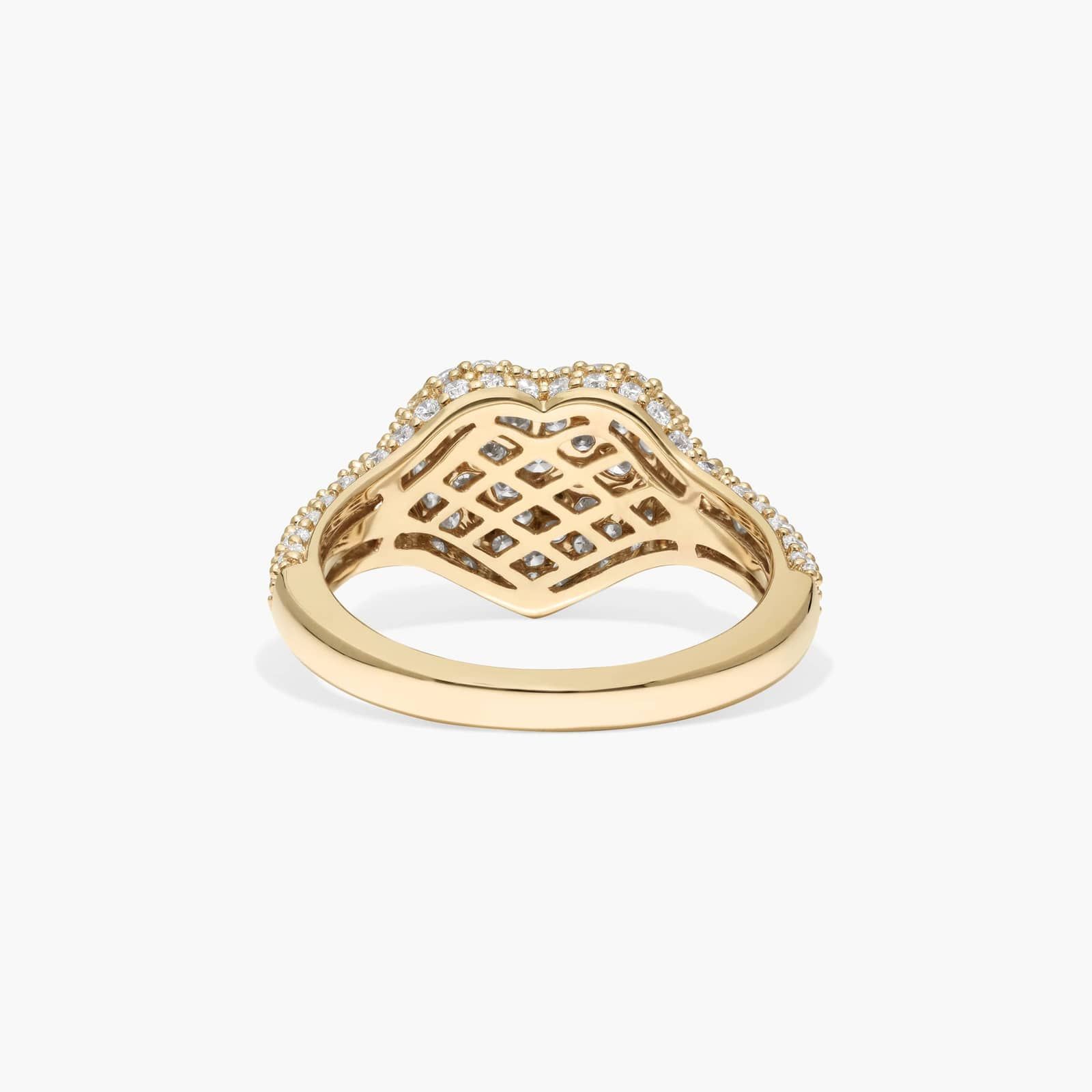Pavé Heart Signet Ring With 0.75 CTW Round Lab-Grown Diamonds In 14K Yellow Gold