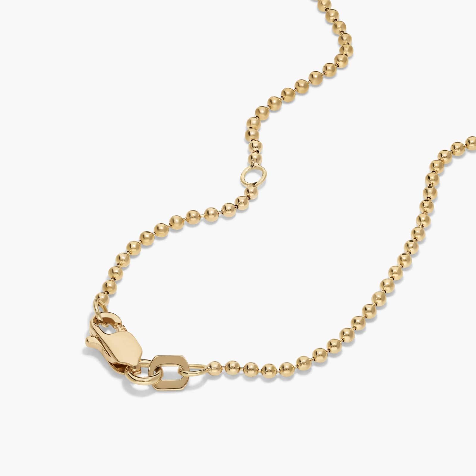 East-West Bezel Solitaire Bead Chain Necklace With 1 CTW Oval Cut Lab-Grown Diamond In 14K Yellow Gold