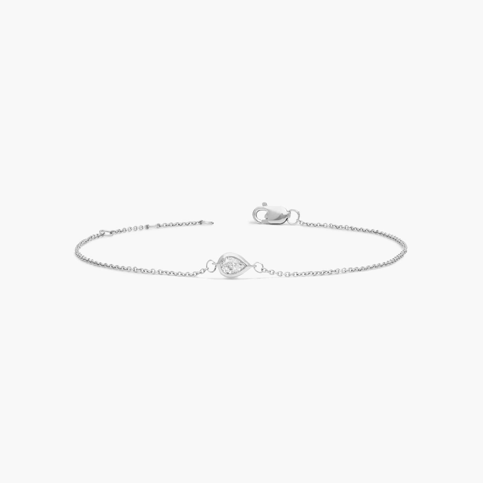Mini Bezel Set Pear Cut Diamond Bracelet 14k White Gold (1/6 ct. tw.)