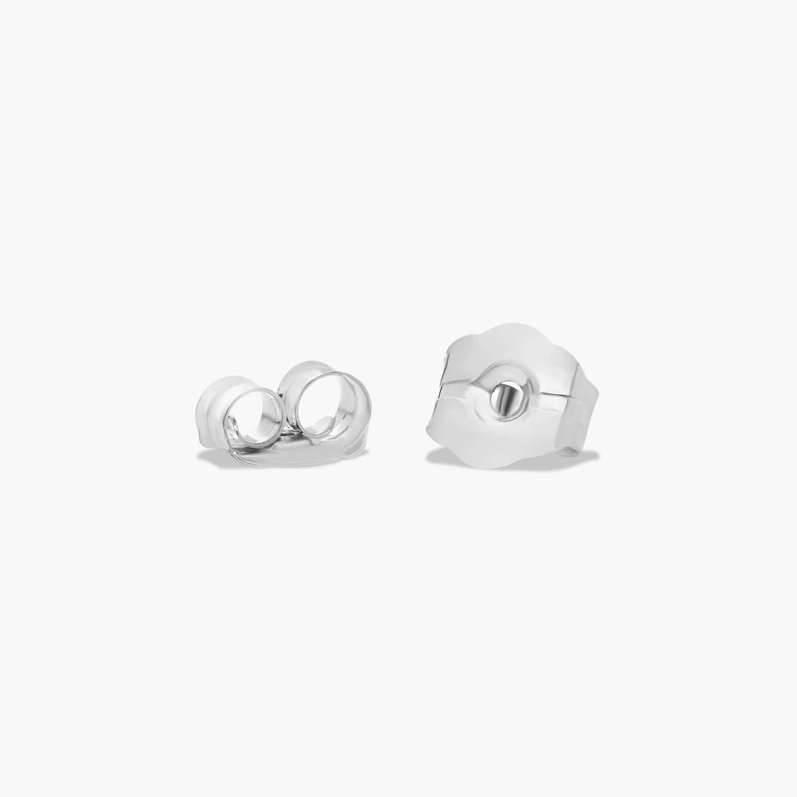 Emerald Cut Opal Birthstone Stud Earrings In 14K White Gold
