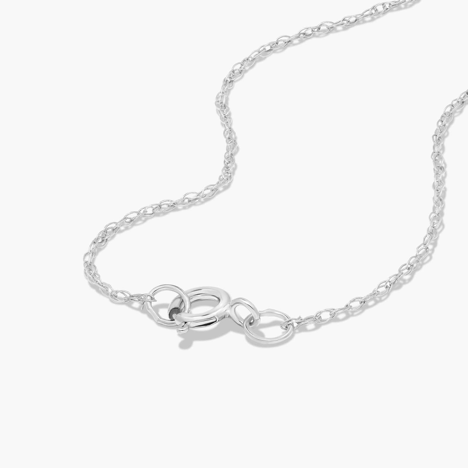 14K White Gold Emerald Cut Aquamarine Birthstone Pendant Necklace