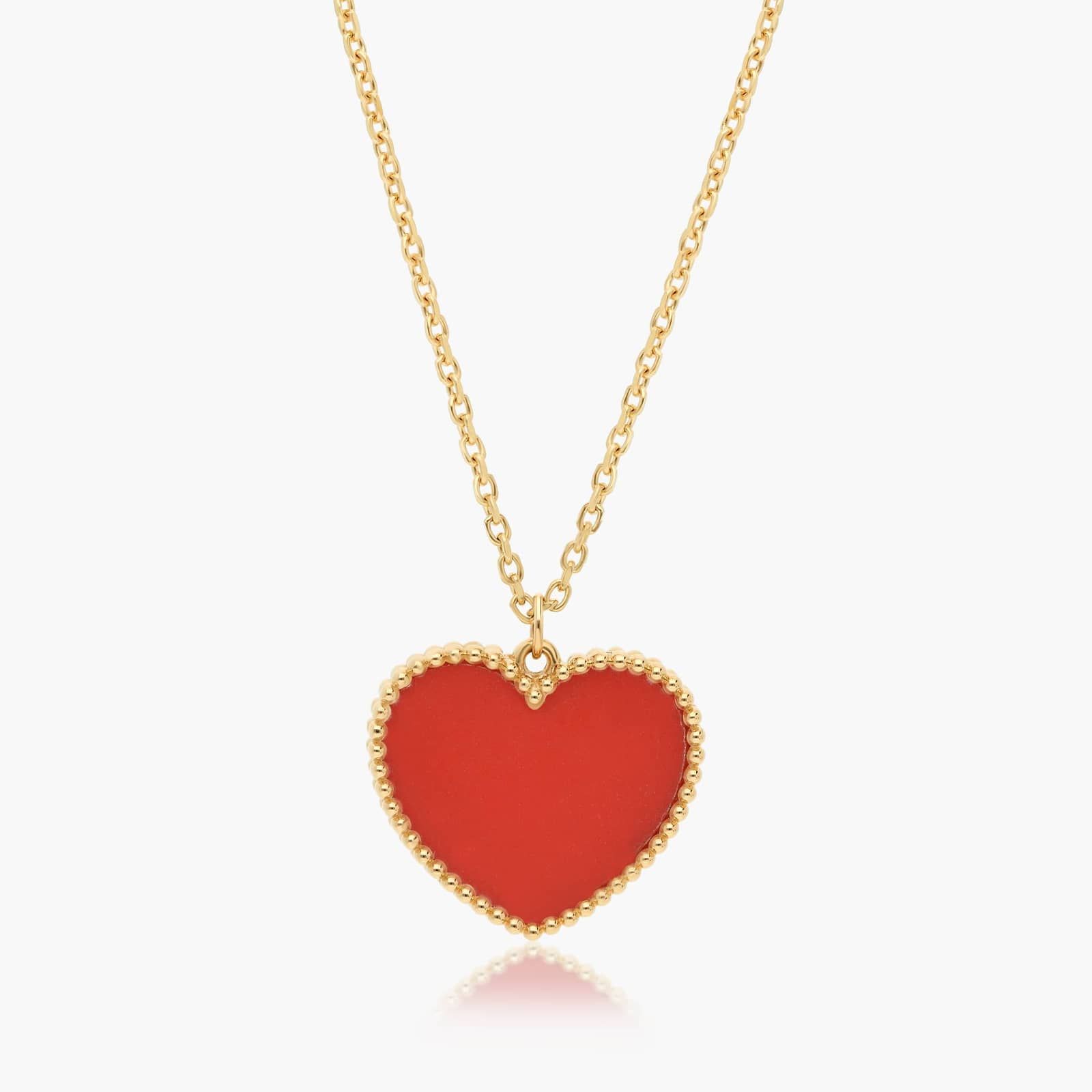 KEY PEDANT CARNELIAN HEART GOLD NECKLACE