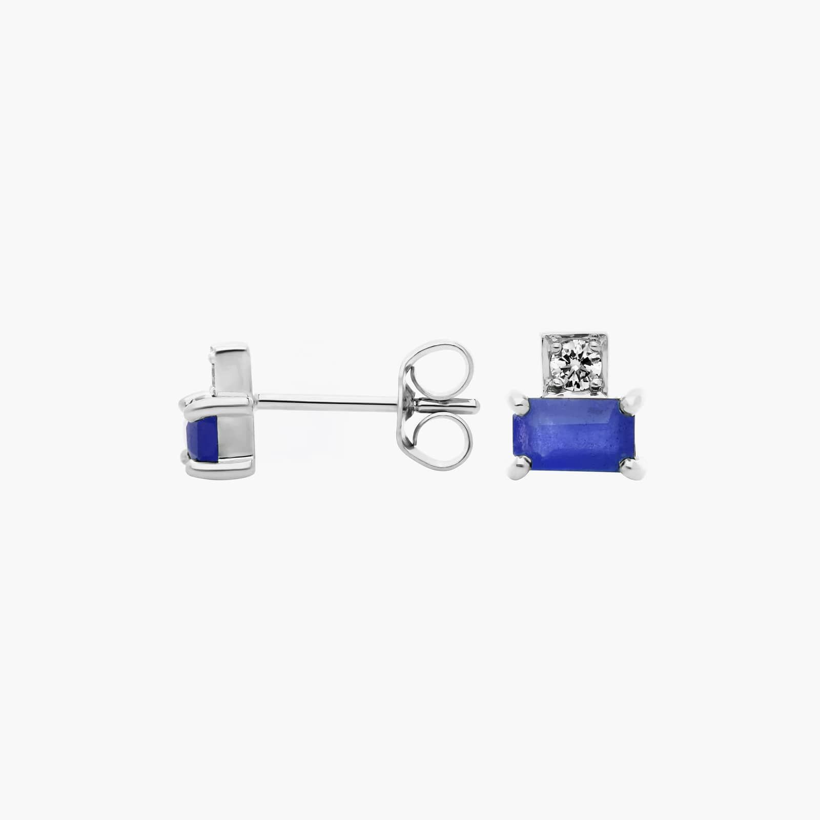 Sapphire and Diamond Stud Earrings in 14k White Gold