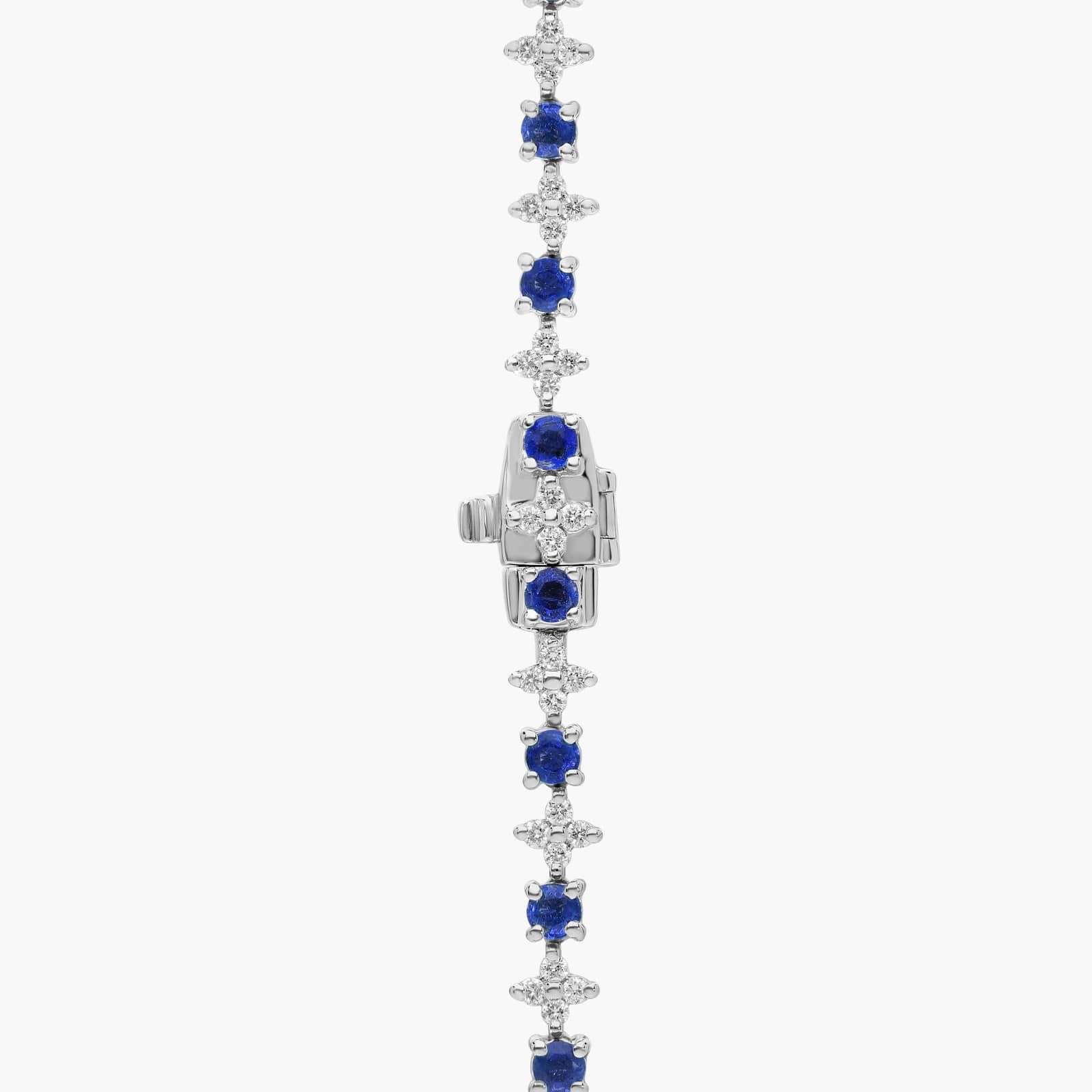 Sapphire & Diamond Graduated Eternity Necklace in 18k White Gold (2.4mm)
