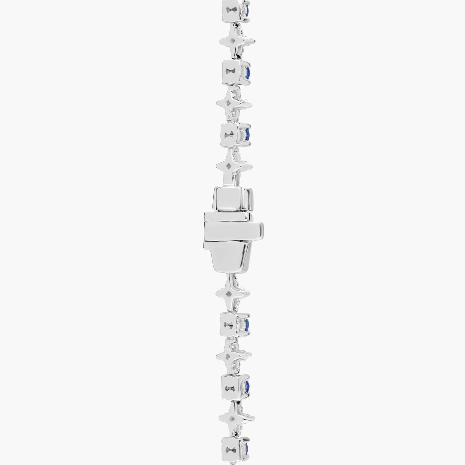 Sapphire & Diamond Graduated Eternity Necklace in 18k White Gold (2.4mm)