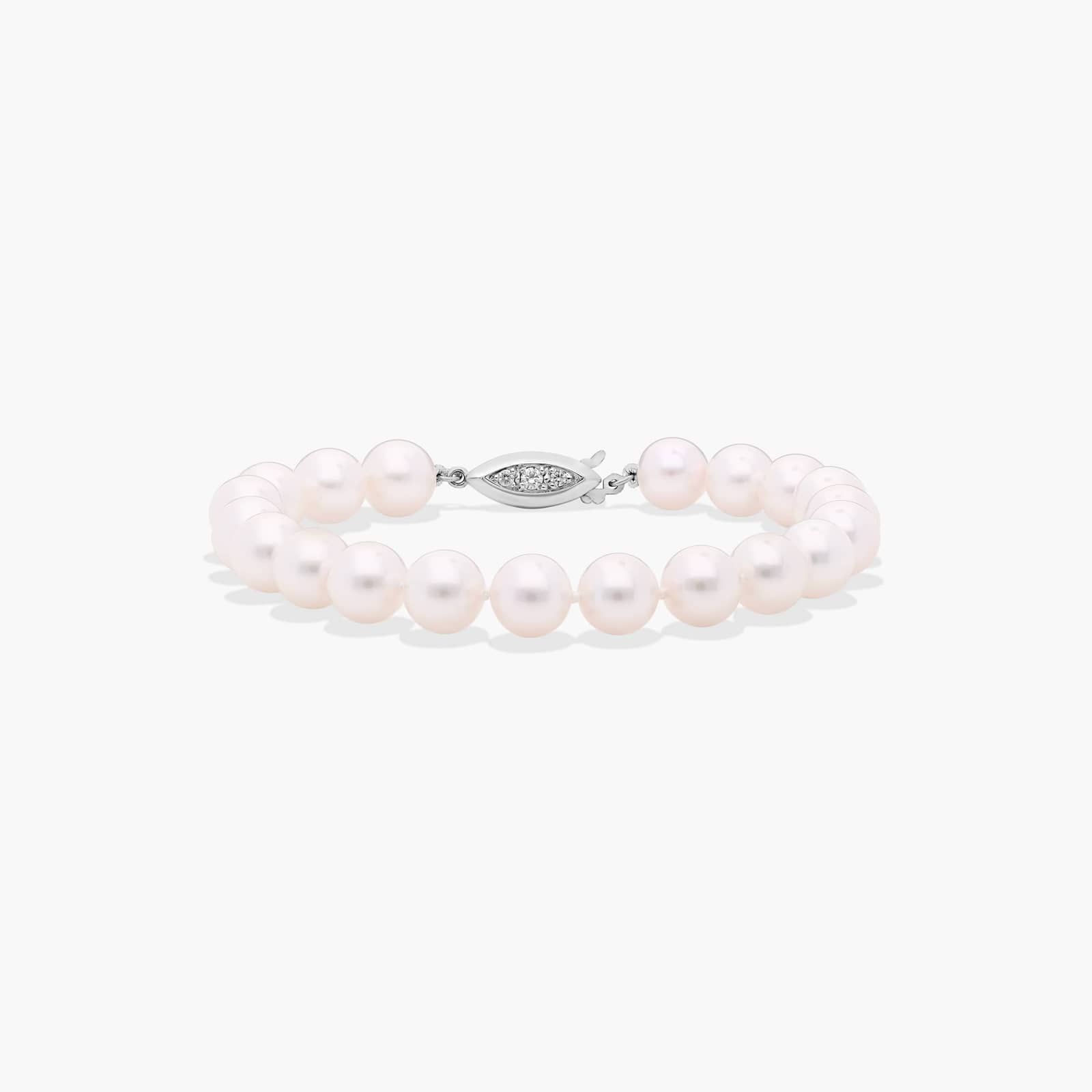 Premier Akoya Cultured Pearl and Diamond Bracelet in 18k White Gold (8.0-8.5mm)