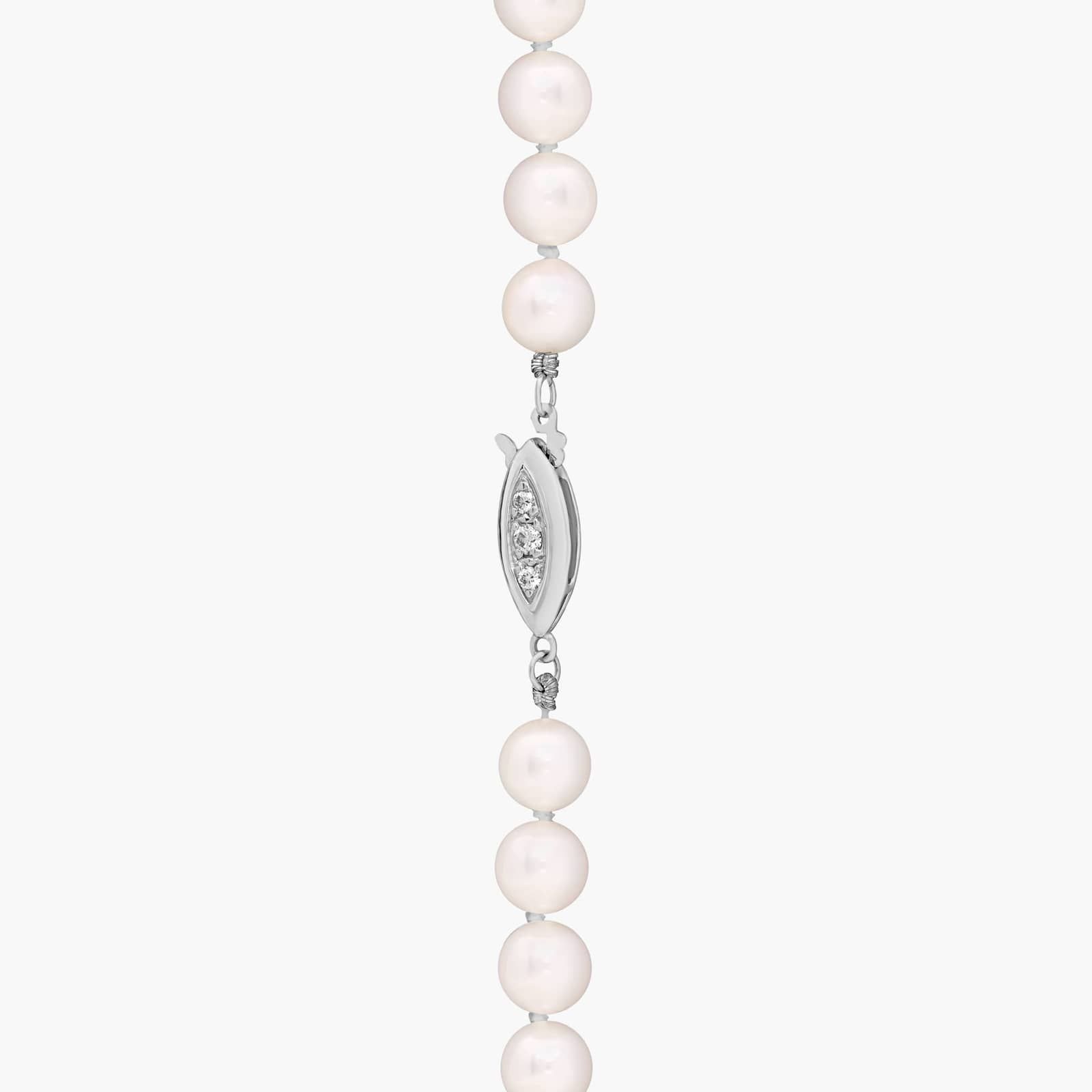 16" Premier Akoya Cultured Pearl Strand Necklace with Diamond Clasp in 18k White Gold (7.0-7.5mm)