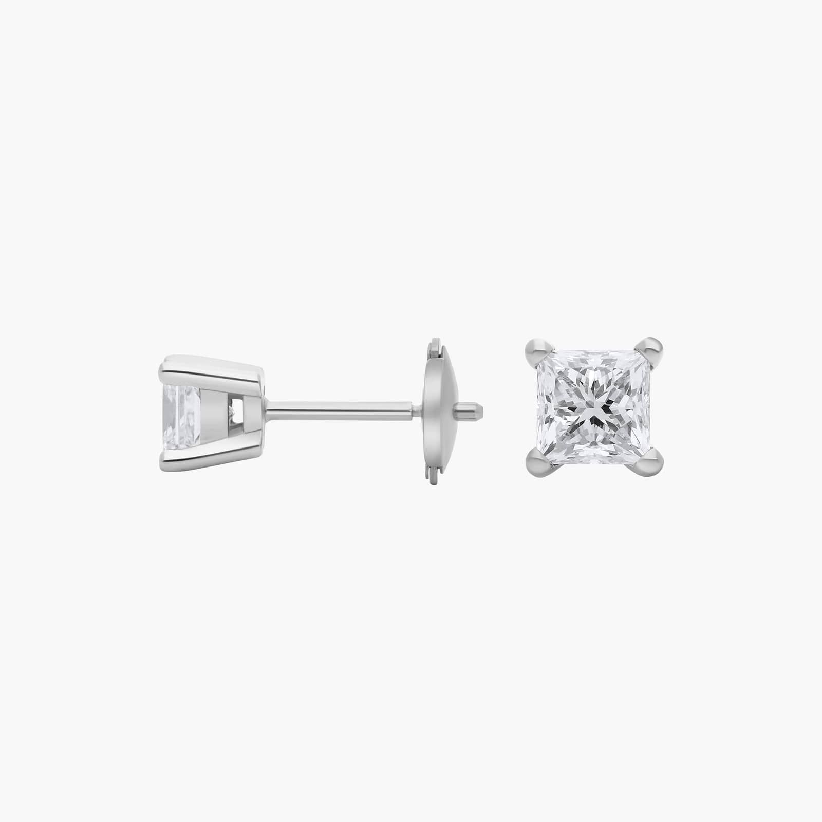 Princess Cut Diamond Stud Earrings in 14k White Gold (1 ct. tw.)