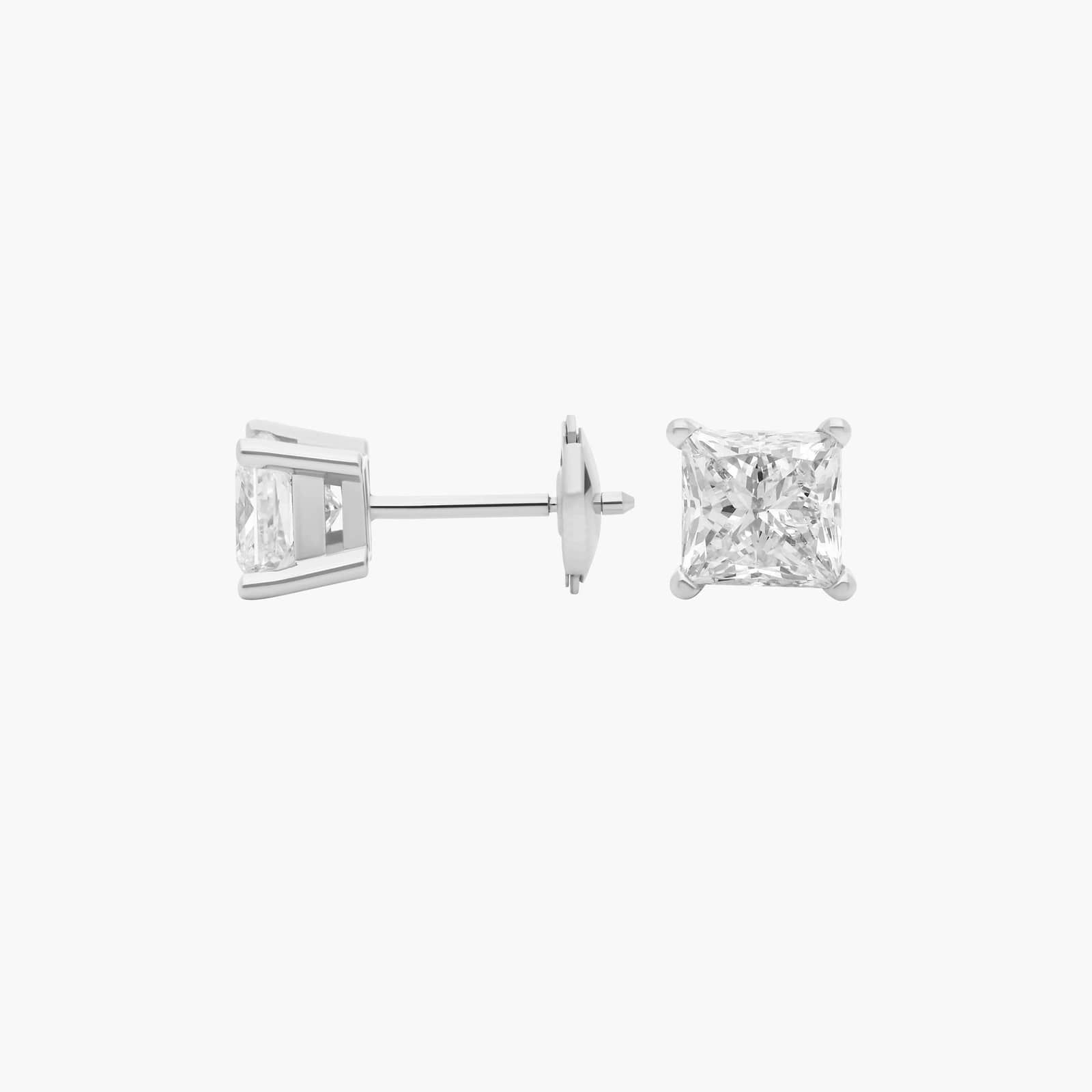 Princess Cut Diamond Stud Earrings in 14k White Gold (2 ct. tw.)