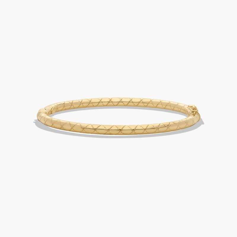 Golden Hour Polished and Textured Hinged Bangle Bracelet In 14K Yellow Gold