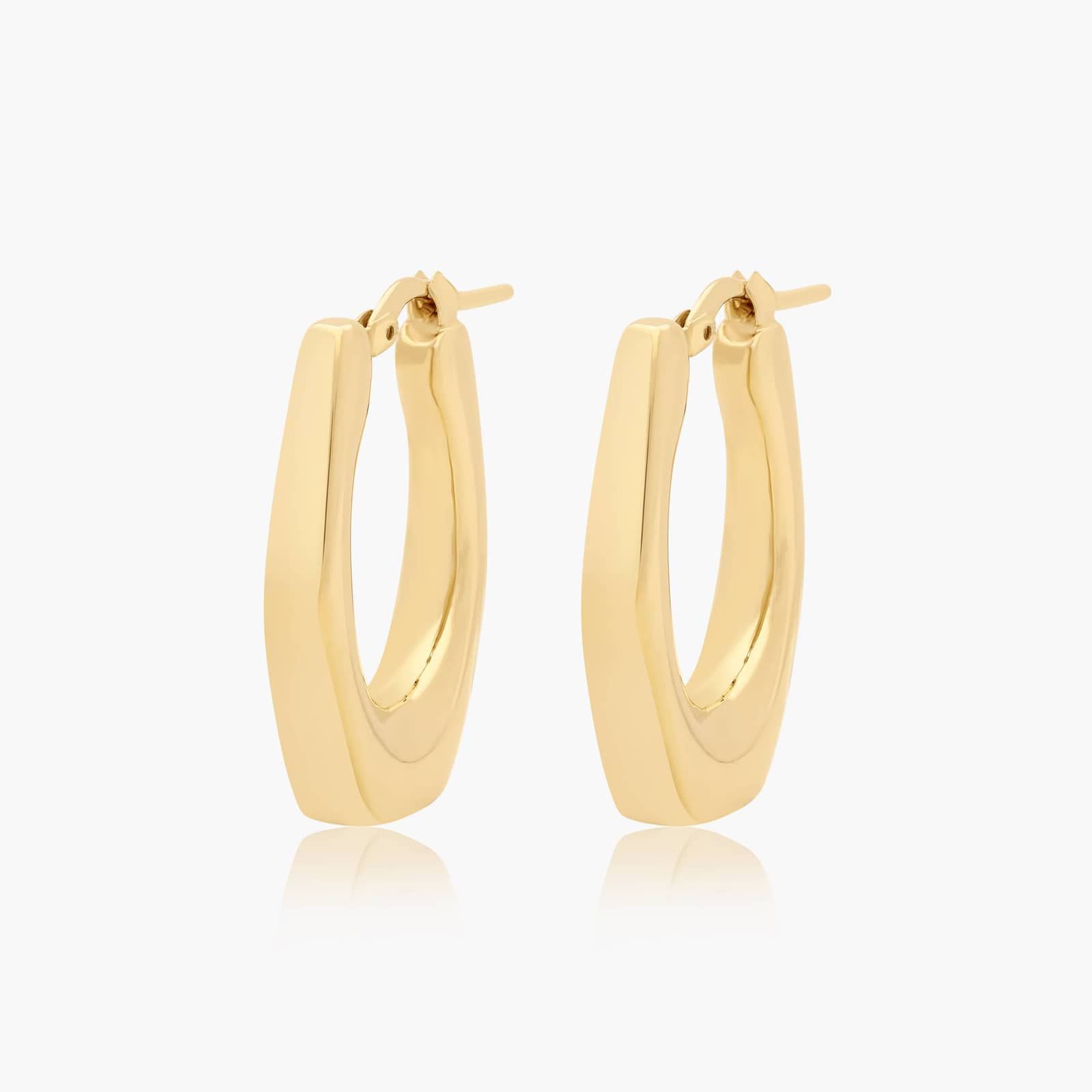 Golden Hour Geometric Hollow Hoop Earrings In 14K Yellow Gold