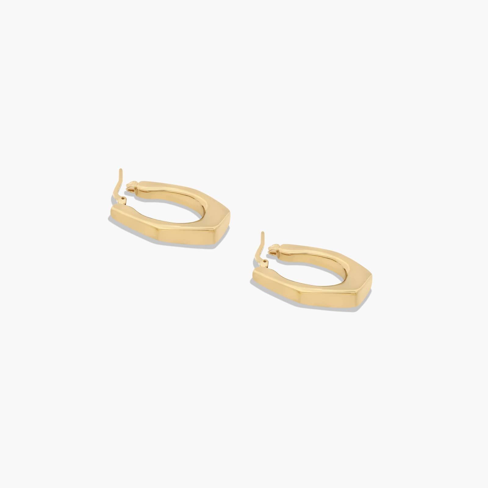 Golden Hour Geometric Hollow Hoop Earrings In 14K Yellow Gold