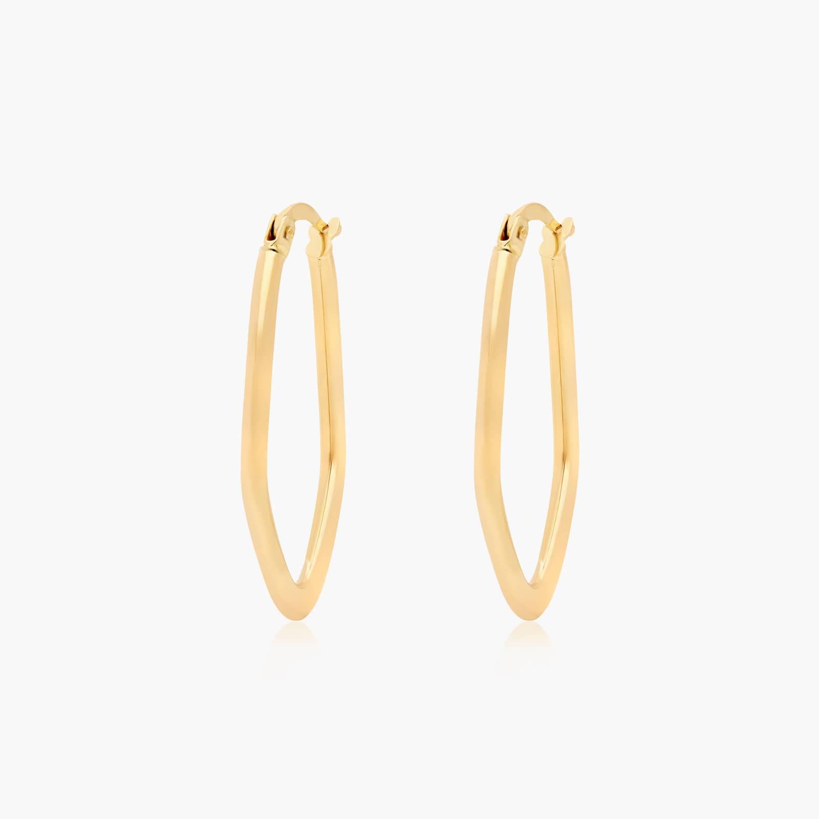 Golden Hour Geometric Oval Hoop Earrings In 14K Yellow Gold