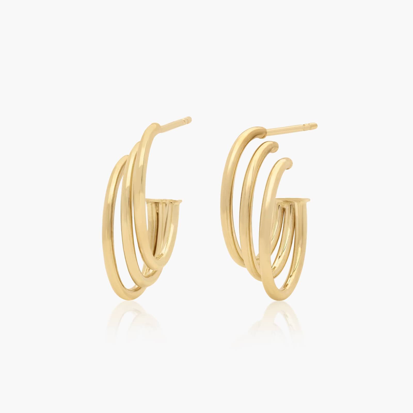 Golden Hour Triple J-Hoop Earrings In 14K Yellow Gold