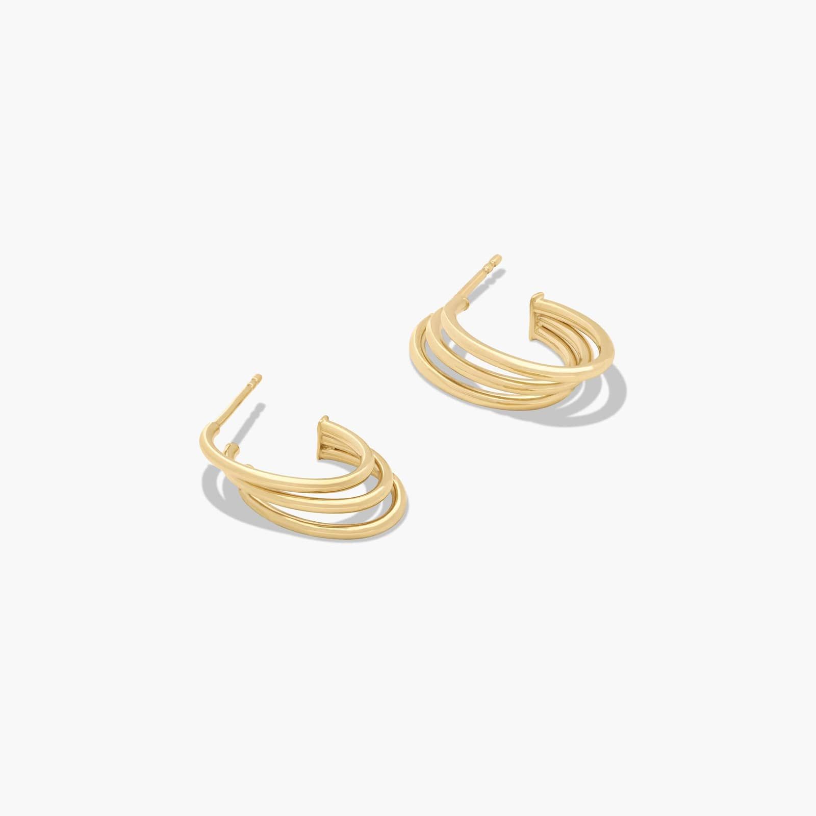 Golden Hour Triple J-Hoop Earrings In 14K Yellow Gold