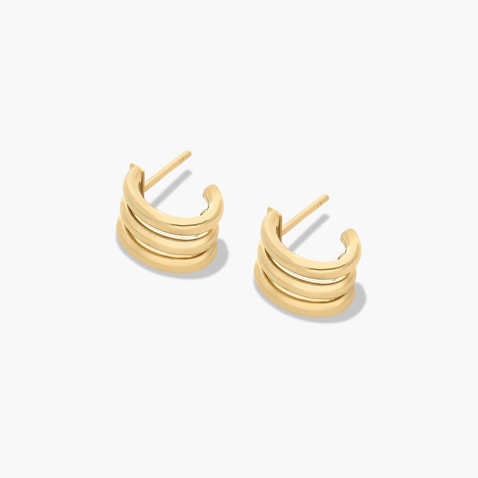 Golden Hour Oval J-Hoop Earrings In 14K Yellow Gold