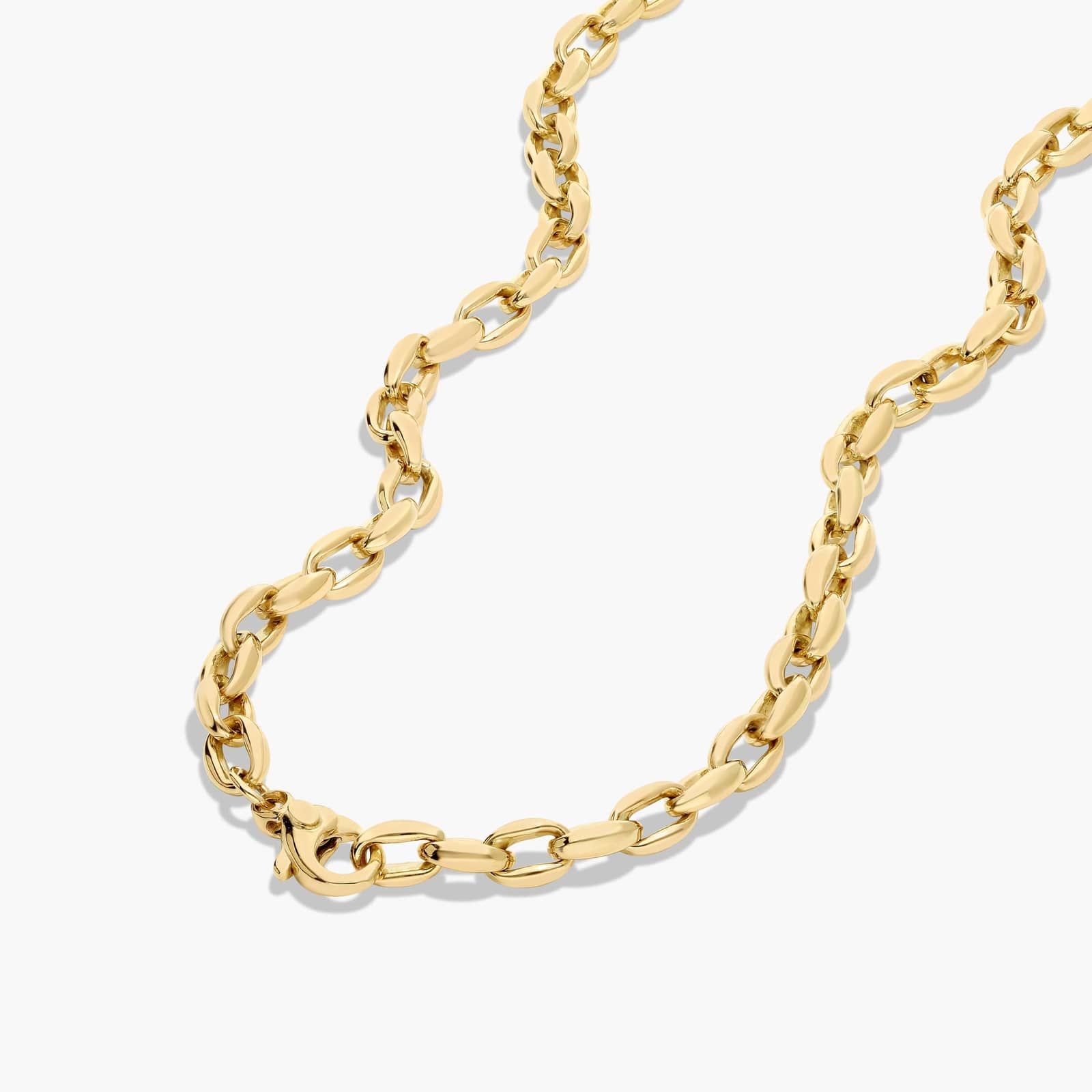14K Yellow Gold Golden Hour Fancy Elongated Oval Link Paperclip Necklace