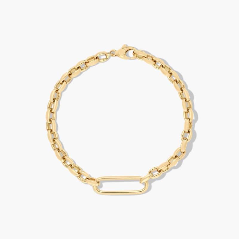 Golden Hour Elongated Oval Link Bracelet In 14K Yellow Gold