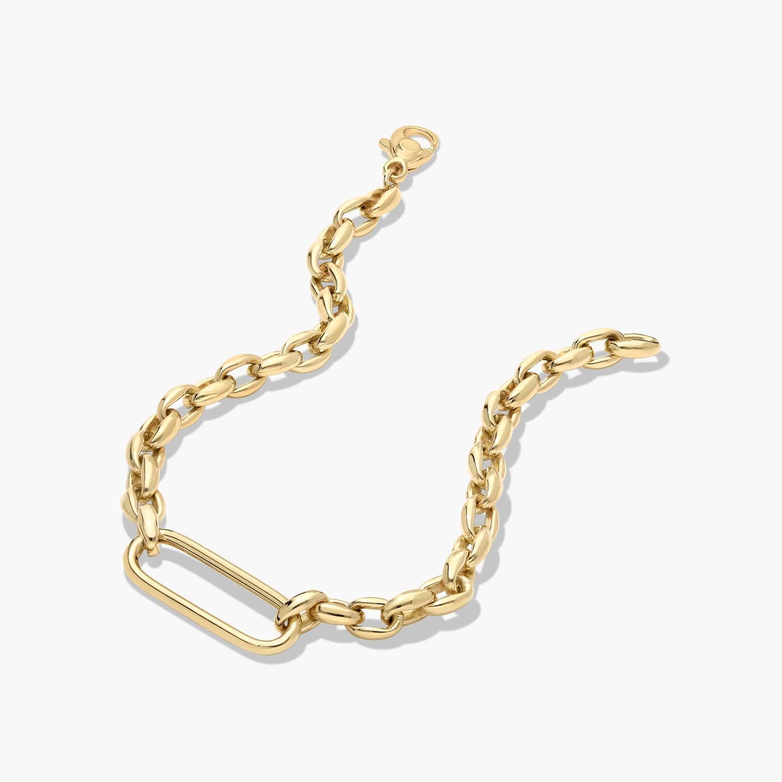 Golden Hour Elongated Oval Link Bracelet In 14K Yellow Gold