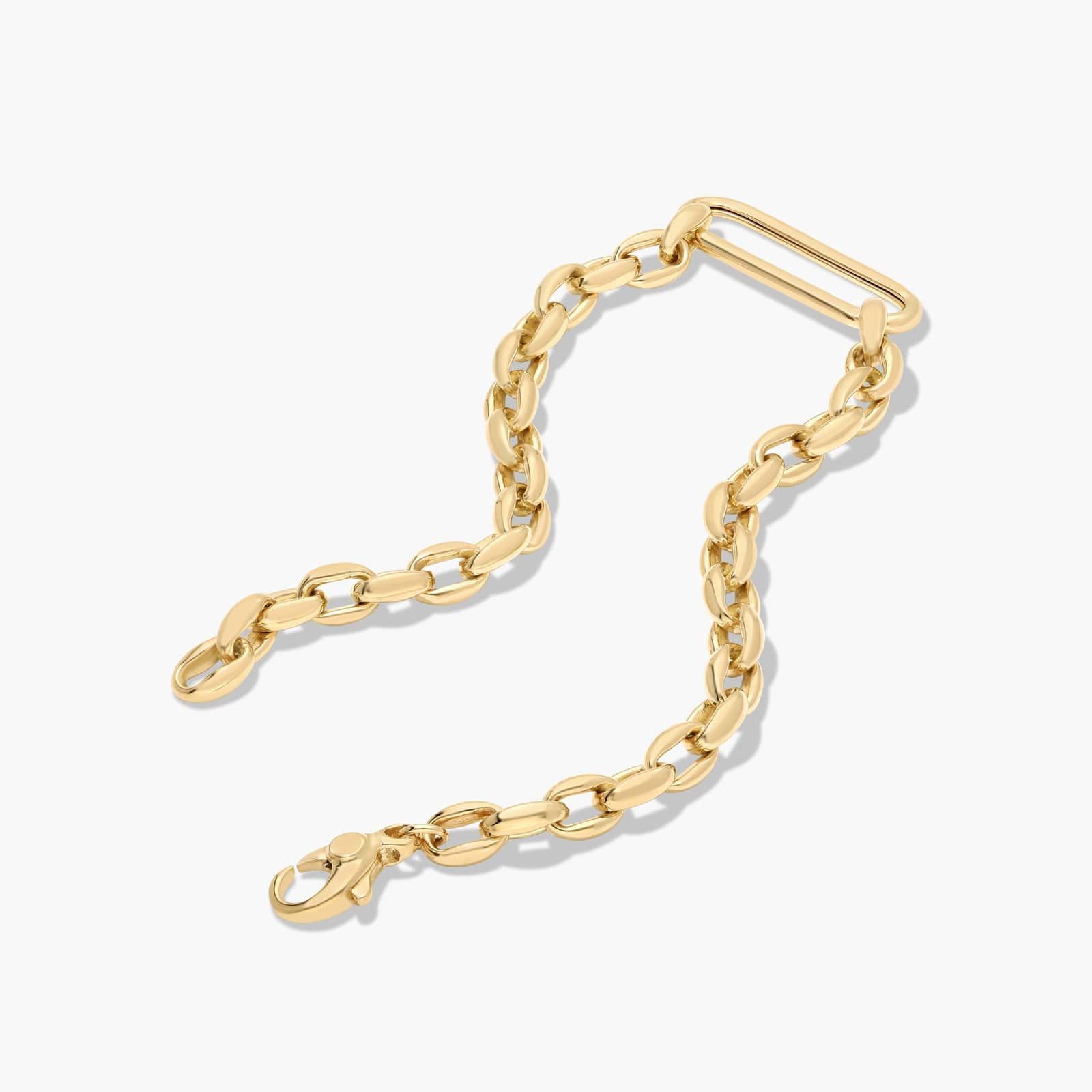 Golden Hour Elongated Oval Link Bracelet In 14K Yellow Gold