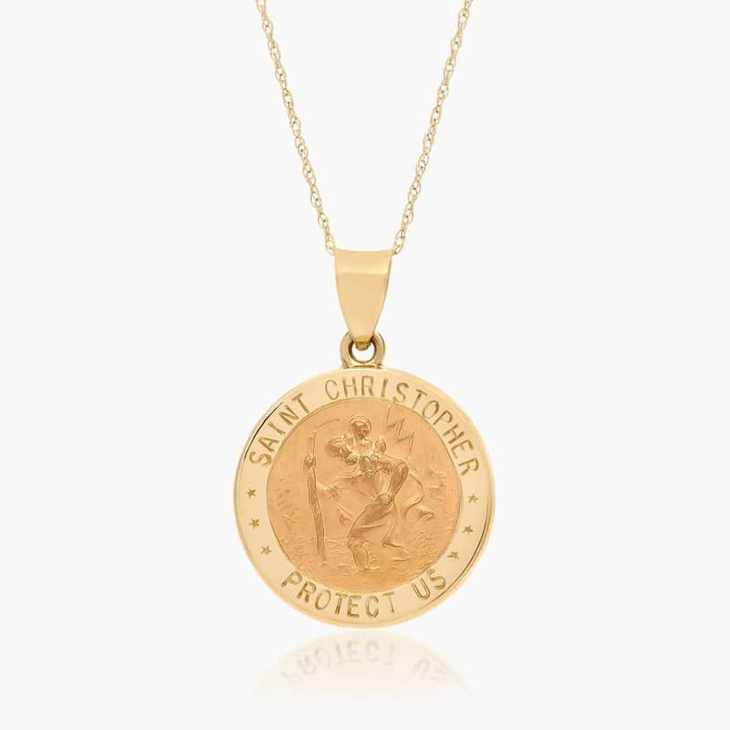 14K Yellow Gold Golden Hour Saint Christopher Medallion