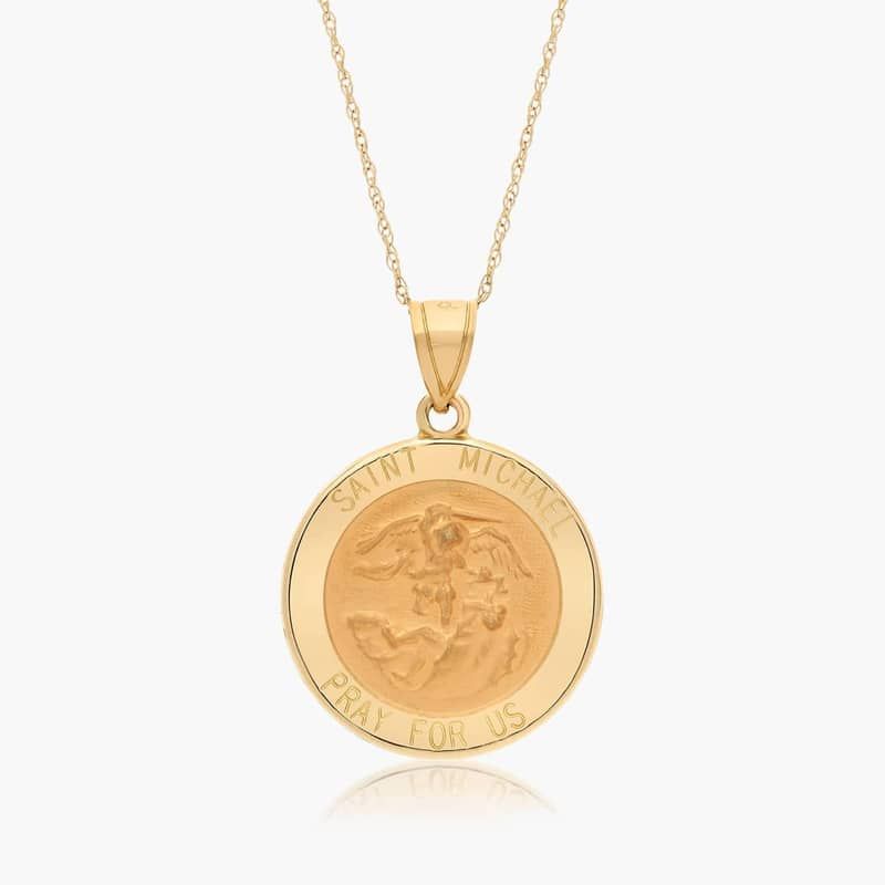 14K Yellow Gold Golden Hour Saint Michael Medallion