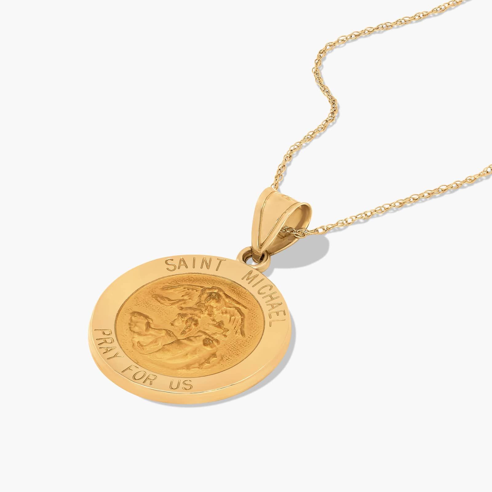 14K Yellow Gold Golden Hour Saint Michael Medallion