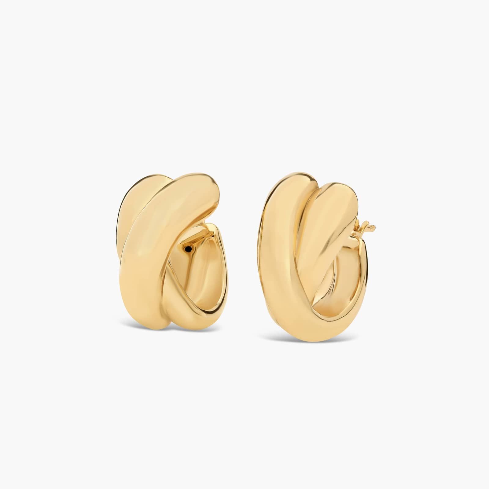 Golden Hour Crossover Hoop Earrings In 14K Yellow Gold