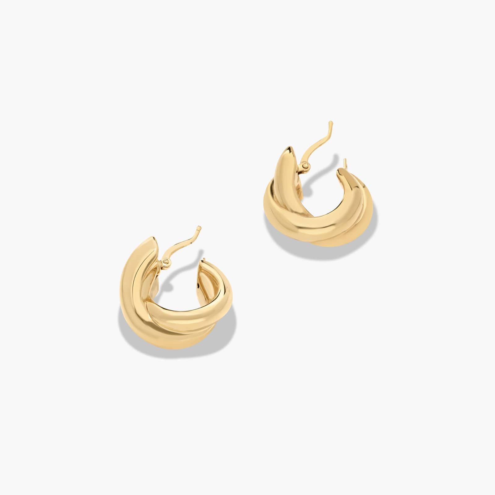 Golden Hour Crossover Hoop Earrings In 14K Yellow Gold