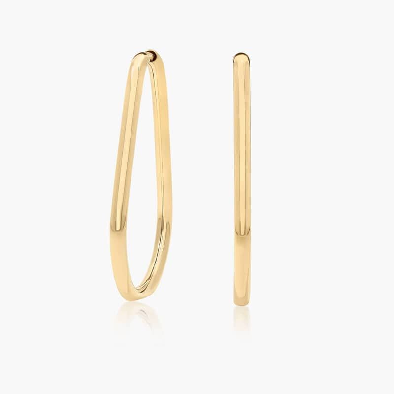 Golden Hour Tear Drop Hoop Earrings In 14K Yellow Gold