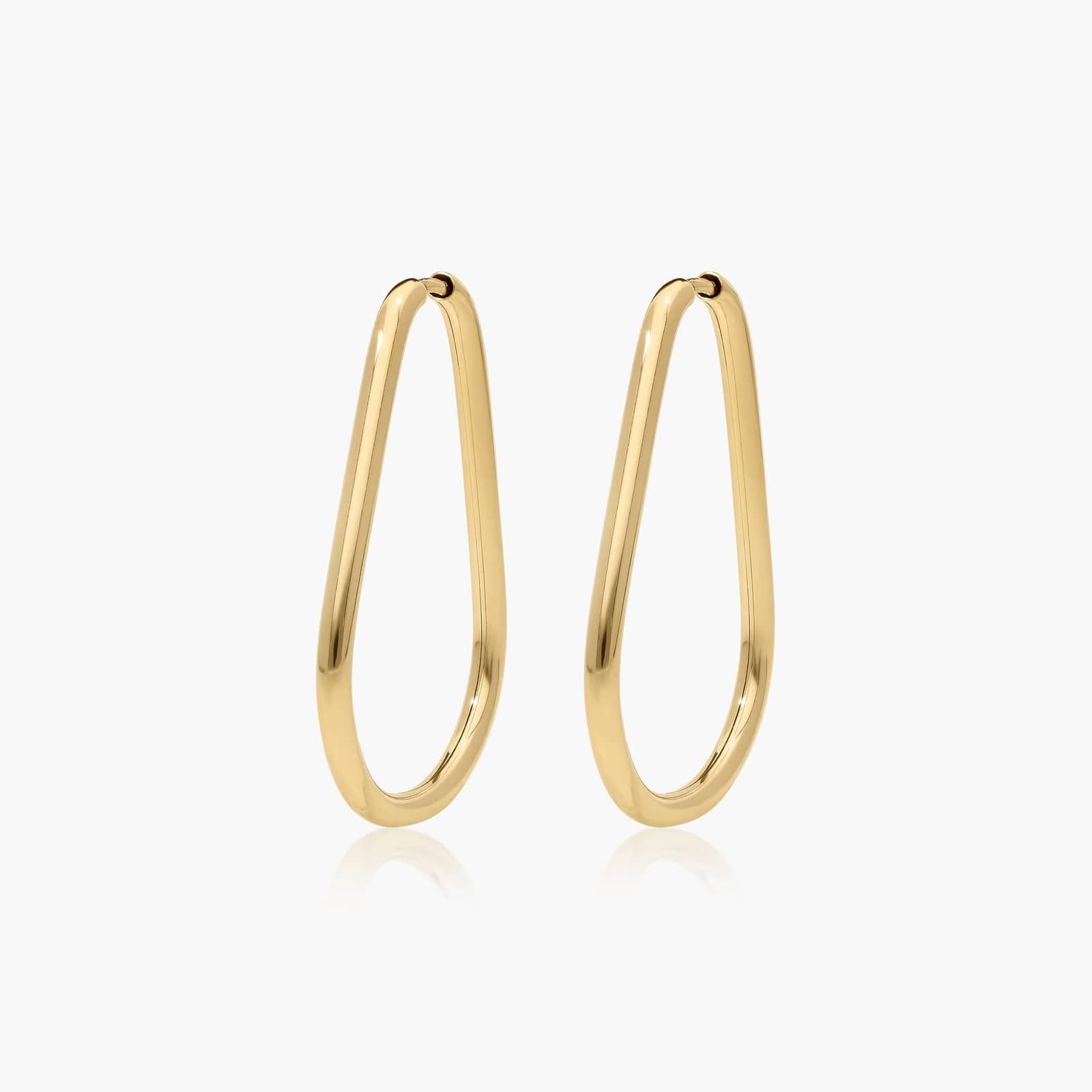 Golden Hour Tear Drop Hoop Earrings In 14K Yellow Gold