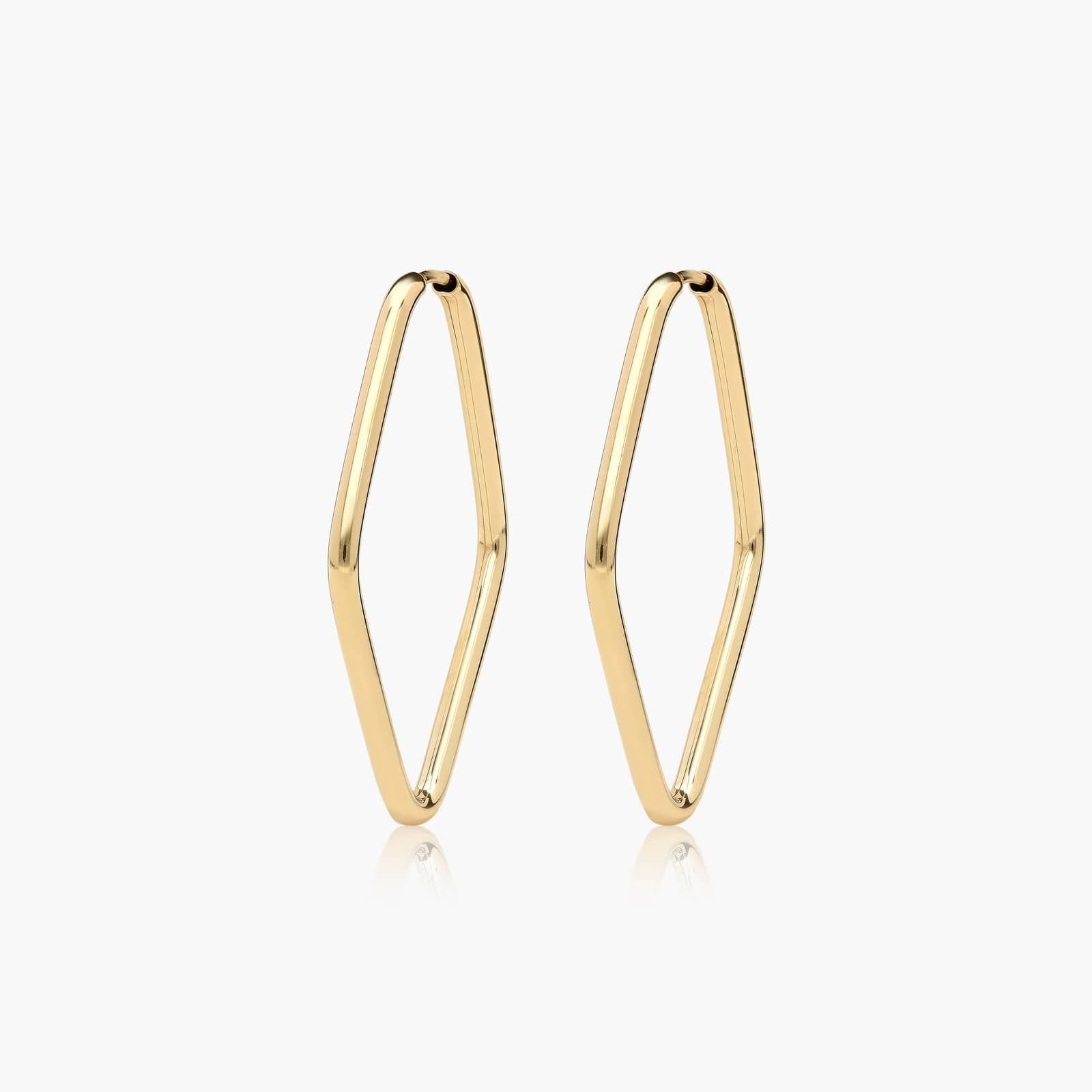 Golden Hour Diamond Shape Hoop Earrings In 14K Yellow Gold