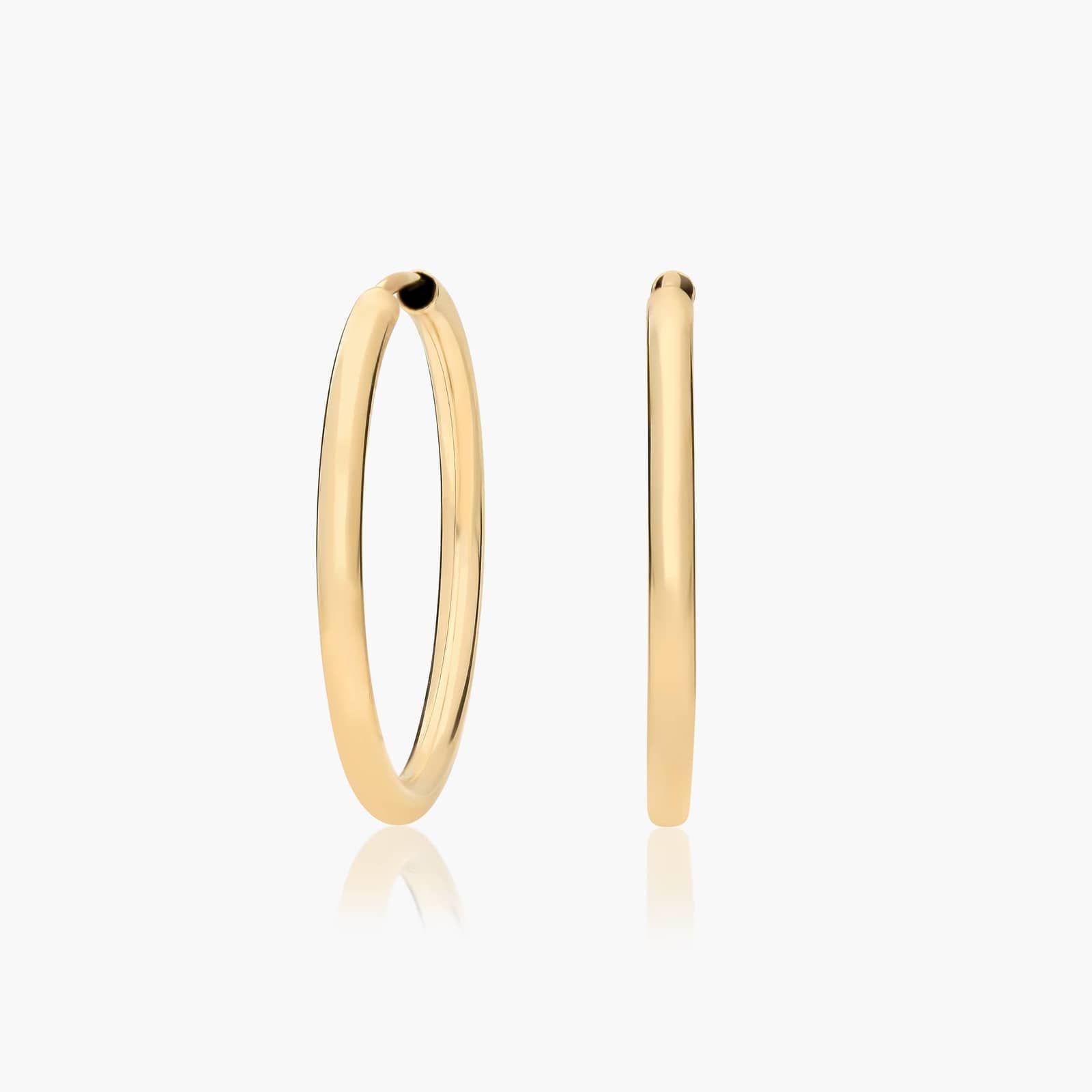 Golden Hour Round Hoop Earrings In 14K Yellow Gold