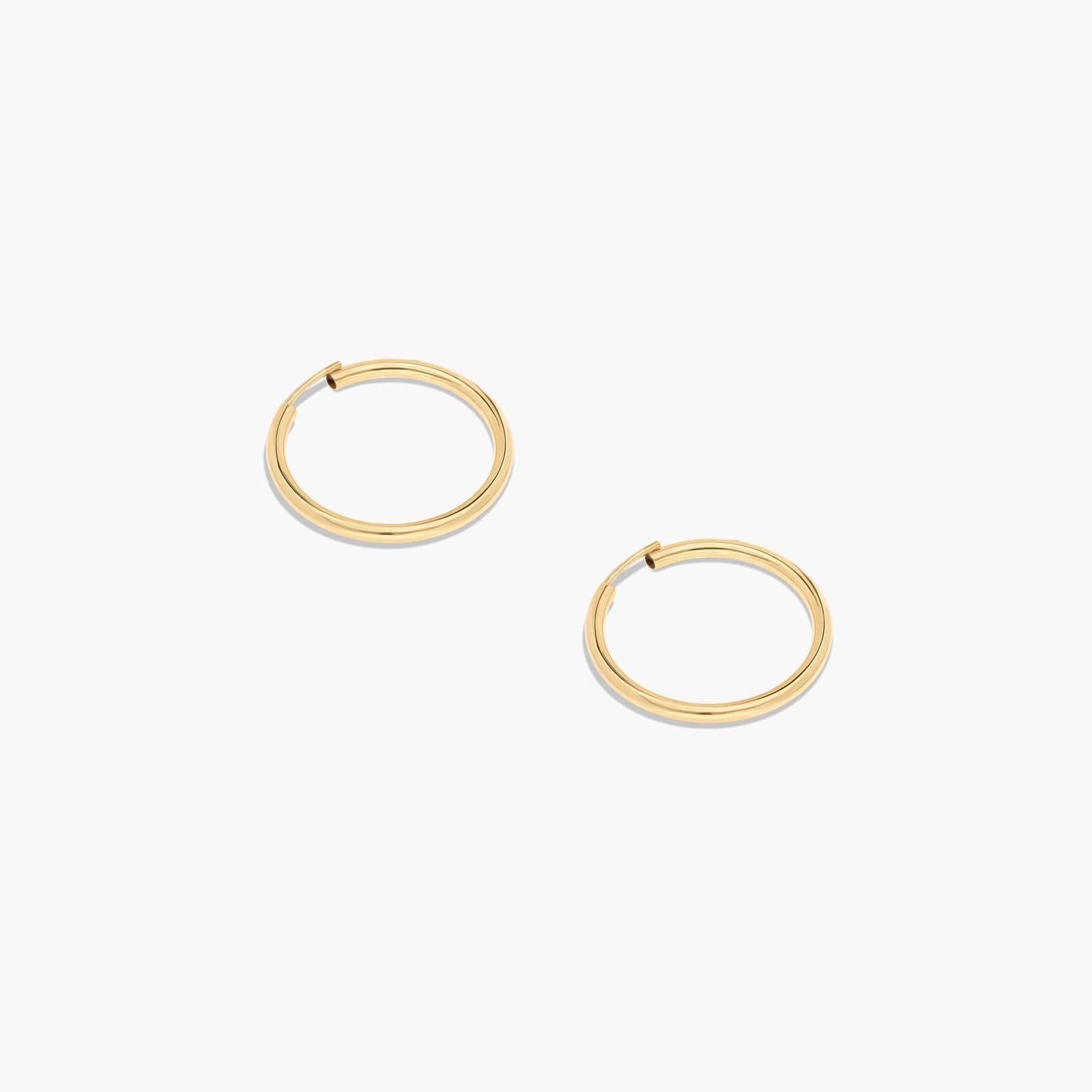 Golden Hour Round Hoop Earrings In 14K Yellow Gold