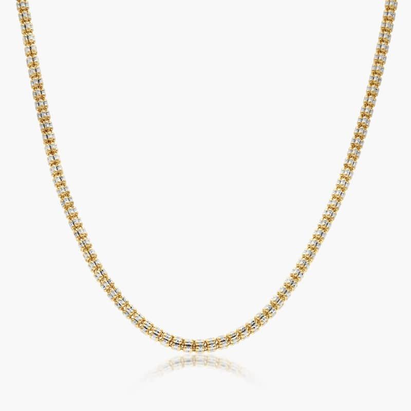 14K Yellow Gold Two Tone Faceted Necklace