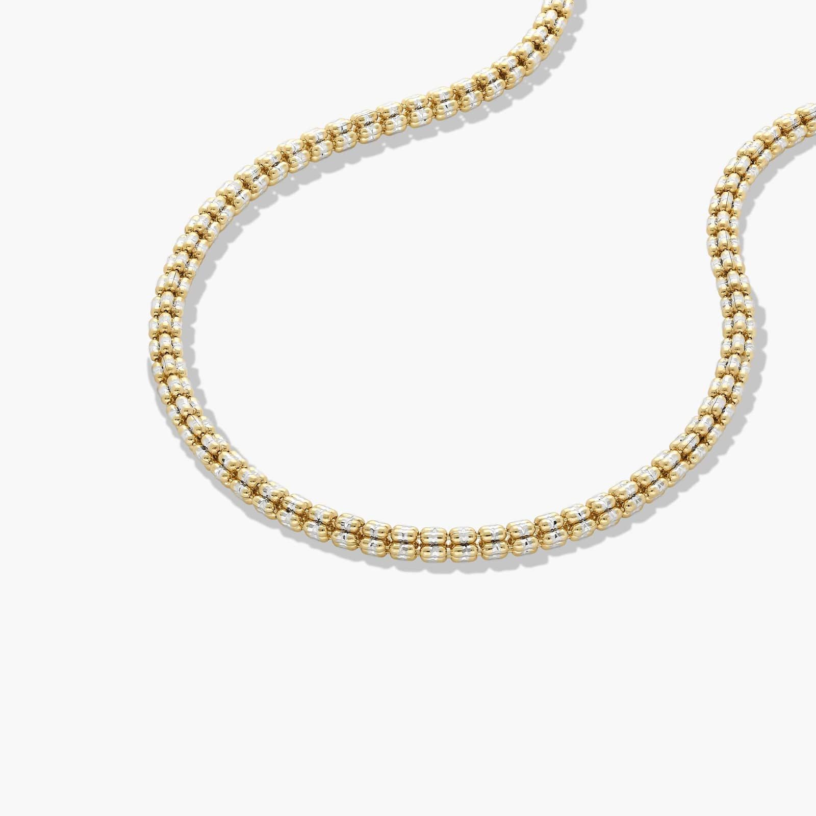 14K Yellow Gold Two Tone Faceted Necklace