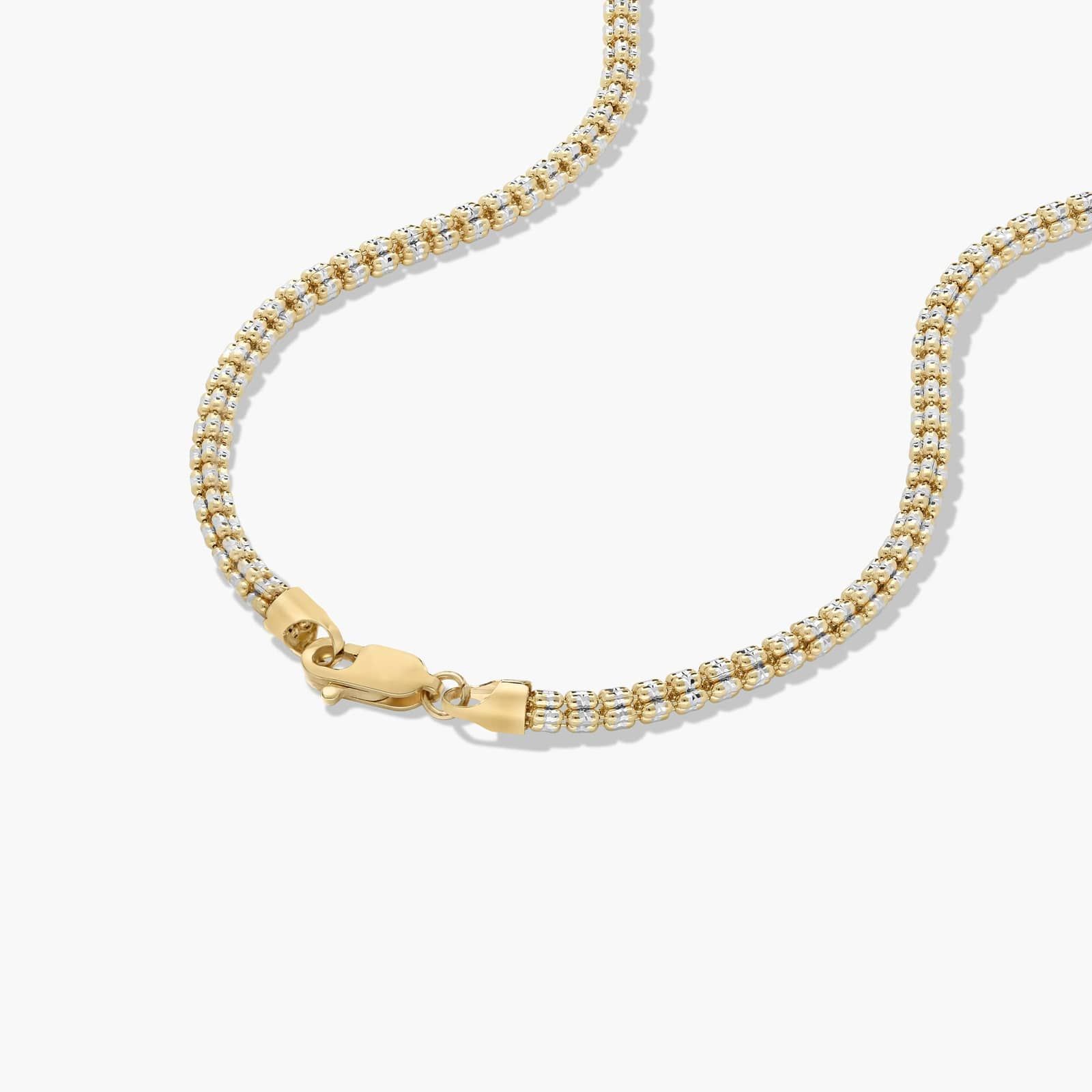 14K Yellow Gold Two Tone Faceted Necklace